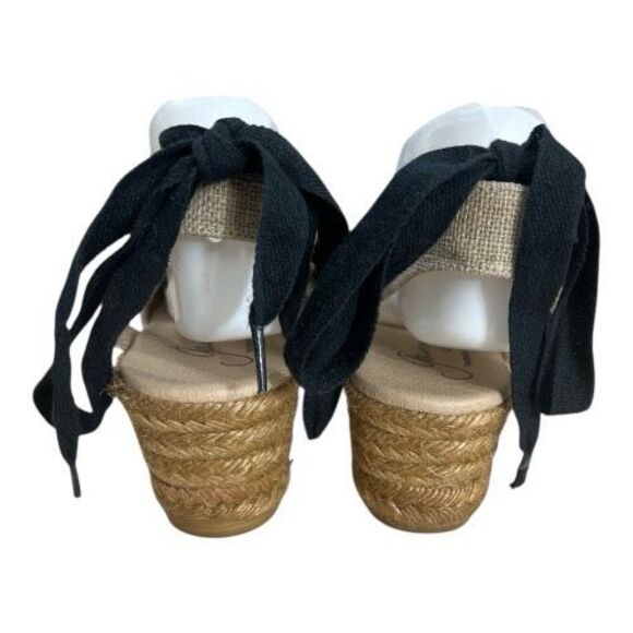 Gaimo Women Tan Black Espadrille Shoes Sandals Slingback Size 41 US 9-9.5 Wedge - Picture 7 of 11
